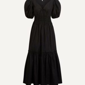 Ganni Women's Black Cotton Poplin Smock Maxi-Dress 14