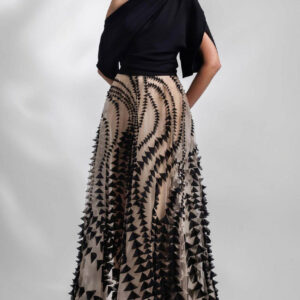 Gemy Maalouf Asymmetrical Crepe Top with Skirt