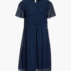 Georgette Smock-Top Mini Dress in Polka Dot