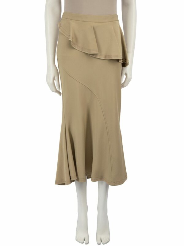 Givenchy Beige Peplum Ruffle Accent Midi Skirt, Women's (Size 30)