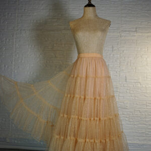 Gold Layered Tulle Skirt Women A-line Plus Size Sparkle Tiered Tulle Skirts