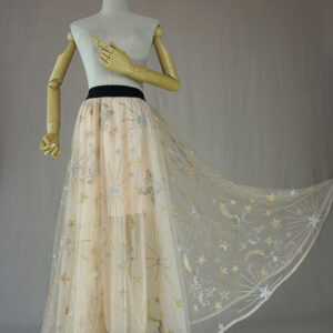 Gold Sparkly Maxi Tulle Skirt Women Custom Plus Size Party Prom Tulle Skirt