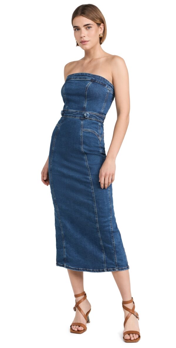 Good American Denim Tube Midi Dress Indigo594 2XL