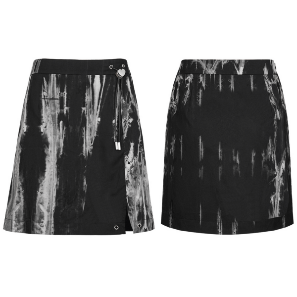 Gothic A-Line Skirt with Side Slit and Heart Buckle