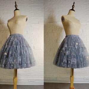 Gray A-line Midi Tulle Skirt Outfit Plus Size Tulle Ballerina Skirt Outfit