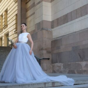 Gray Italian Tulle Skirt Gown/ Skirt/ Prom Wedding/Separates/ Bridal Alternative