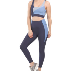 2Pk Color Block Sports Bra And Leggings Set