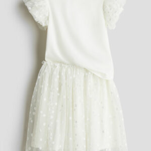 H & M - 2-piece Top and Tulle Skirt Set - White