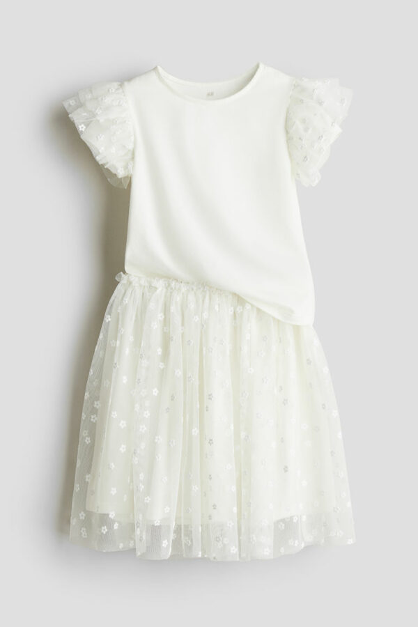 H & M - 2-piece Top and Tulle Skirt Set - White