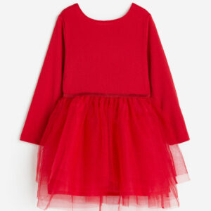 H & M - Dress with Tulle Skirt - Red