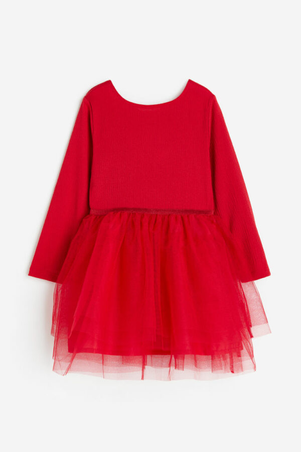 H & M - Dress with Tulle Skirt - Red