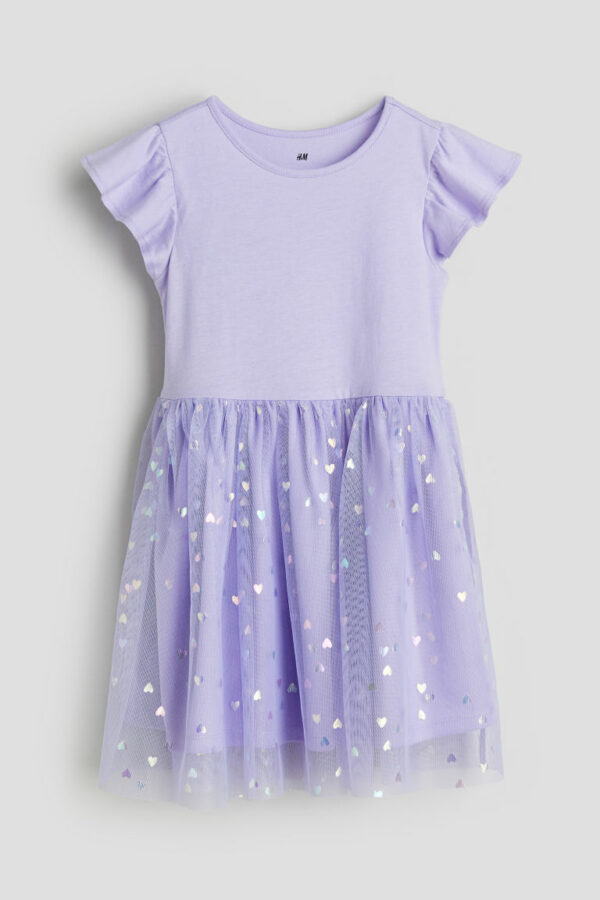 H & M - Jersey Dress with Tulle Skirt - Purple