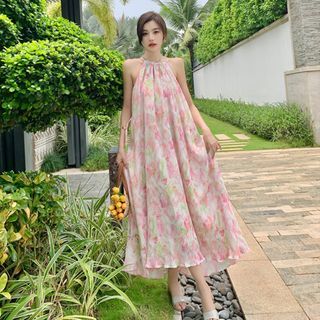 Halter Floral Maxi Sundress