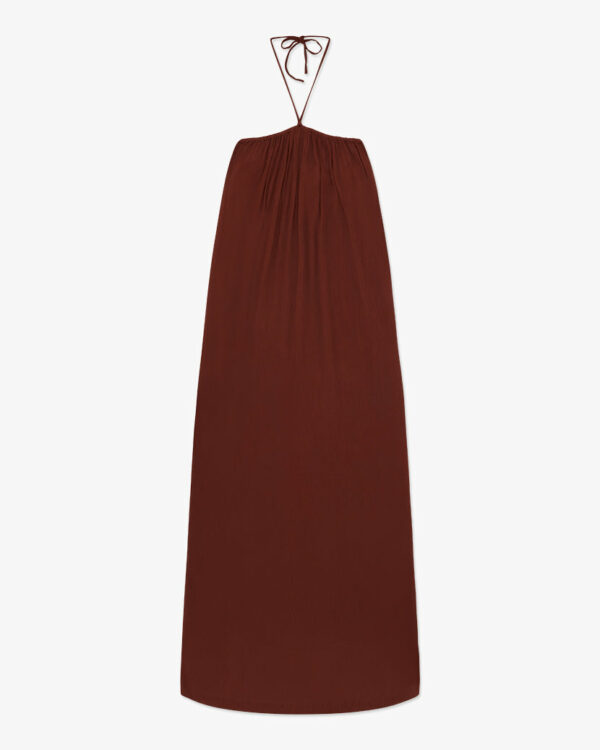 Halter Trapeze Maxi Dress - Brown XXL