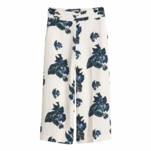 H&M Women's 10 White Floral Wide Leg Culottes Capri (Size 32)