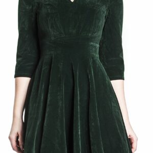 H&R London Glamorous Velvet Tea Dress Medium-length dress dark green