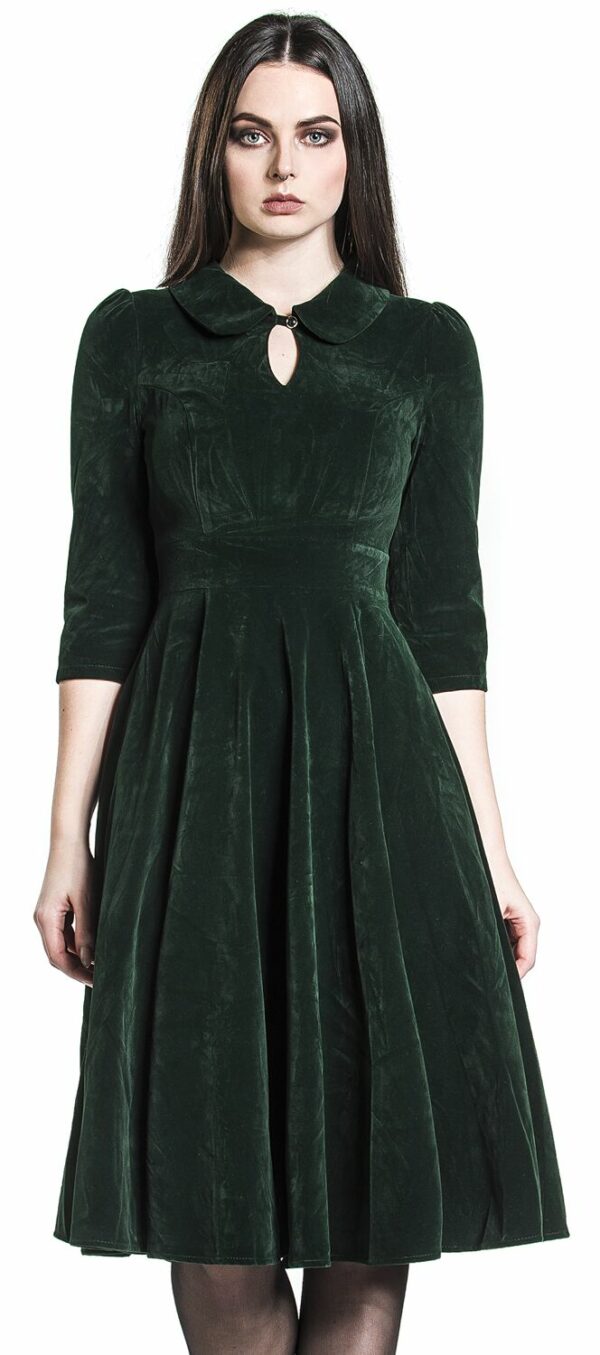 H&R London Glamorous Velvet Tea Dress Medium-length dress dark green