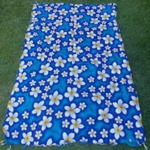 Hawaiian Design Blue White Plumeria Flower Sarong Cover-Up Floral Pareo Wrap Skirt Dress