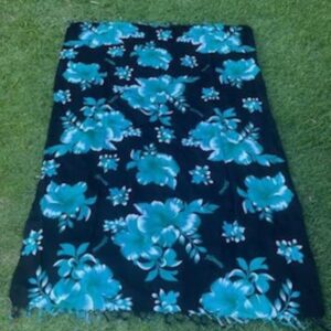 Hawaiian Design Green Black Hibiscus Flower Sarong Cover-Up Floral Pareo Wrap Skirt Dress