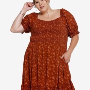 Her Universe Star Wars Rebellion Floral Allover Print Plus Size Smock Dress - BoxLunch Exclusive