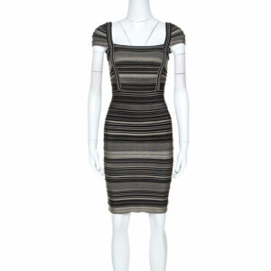 Herve Leger Bicolor Striped Sandra Bandage Dress M