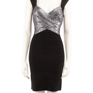 Herve Leger Black Bandage Sequinned Mini Dress