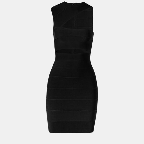 Herve Leger Black Knit Mini Bandage Dress L