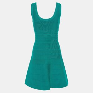 Herve Leger Green Knit Bandage Dress S