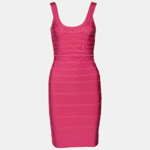 Herve Leger Pink Knit Mini Bandage Dress XXS