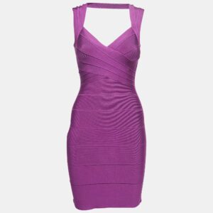 Herve Leger Purple Bandage Knit Bodycon Dress XS