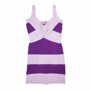 Herve Leger Purple Bandage Tank Bodycon Striped Mini Dress in Purple Pink, Women's (Size Large)