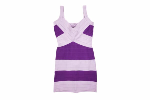 Herve Leger Purple Bandage Tank Bodycon Striped Mini Dress in Purple Pink, Women's (Size Large)