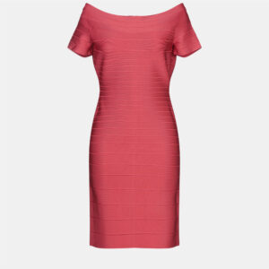 Herve Leger Red Knit Bandage Dress L