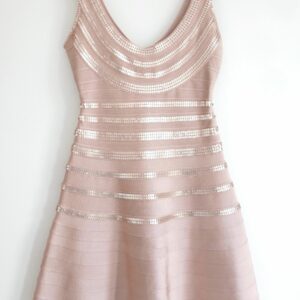 Herve Leger Sachie Sequin Bandage Dress in Pink, Women's (Size Small)