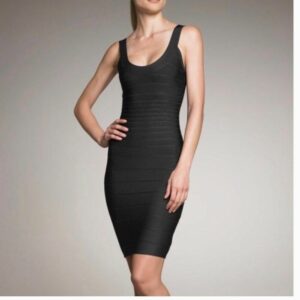 Herve Leger Sydney Scoop Neck Black Bandage Mini Dress S, Women's (Size Small)