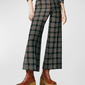 High-Rise Wide-Leg Wool Plaid Culottes