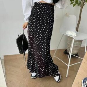 High Waist Dotted Midi Fishtail Skirt