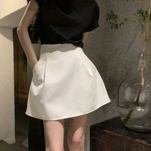 High-Waist Mini Bubble Skirt White - S