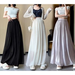 High Waist Plain Crinkle Culottes