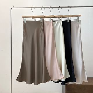 High Waist Plain Midi Mermaid Skirt