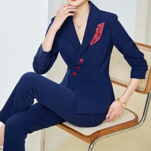 High Waist Plain Mini Pencil Skirt / Peplum Single-Breasted Blazer / Straight Leg Dress Pants / Set