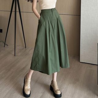 High Waist Plain Pleated Culottes