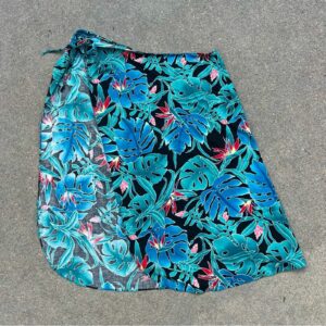 Hilo Hattie Hawaiian Blue Tropical Swim Sarong Skirt Coverup, Women's