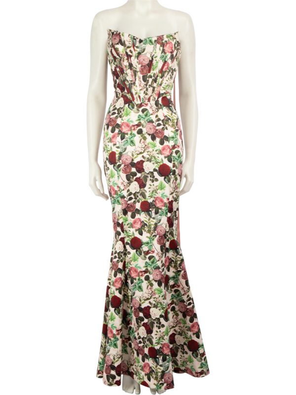 House of CB Floral Strapless Flared Maxi Dress