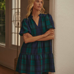 Hudson Plaid Jacey Babydoll Mini Dress