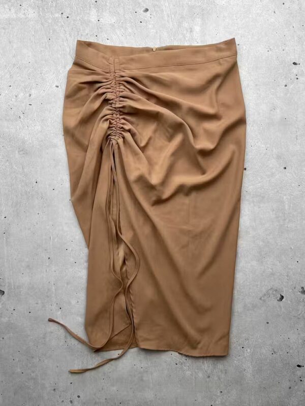 If Six Was Nine x Vintage Bondage Asymmetrical Midi Skirt in Brown, Women's (Size 32)