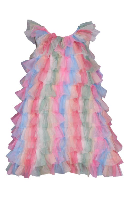 Iris & Ivy Kids' Stripe Ruffle Trapeze Party Dress in Pink Multi at Nordstrom, Size 6 X