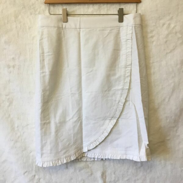 J Crew J, Crew White Wrap Ruffle Tulip Skirt, Women's (Size 27)