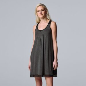 Women's Simply Vera Vera Wang Basic Luxury Chemise, Size: XXL, Grey Coal