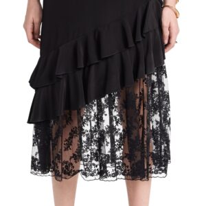 Jason Wu Embroidered Lace Tulle Combo Mermaid Skirt Black 8